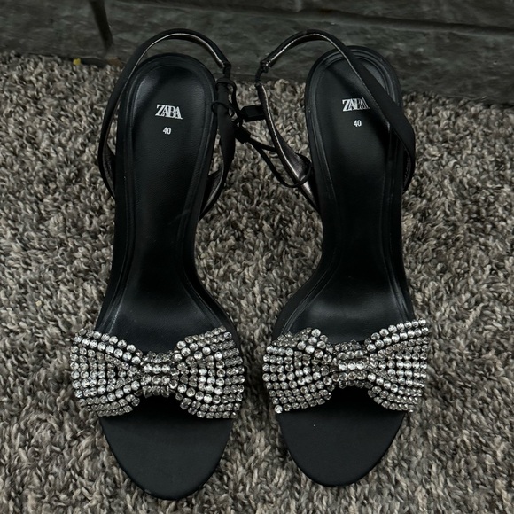 Zara rhinestone bow heels NWOT - Picture 1 of 8
